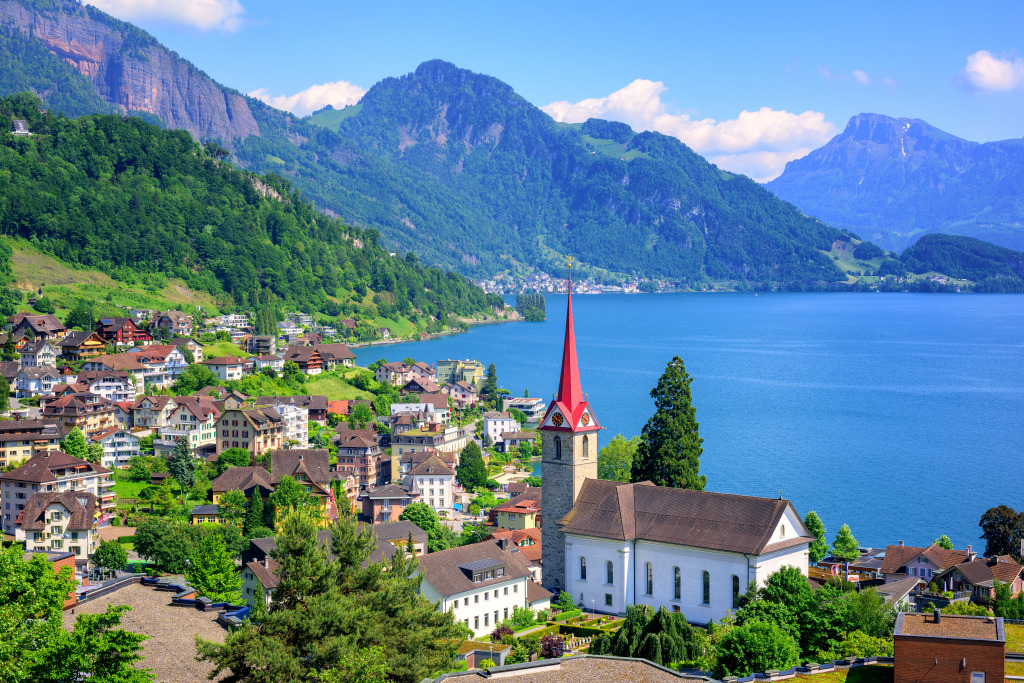 Weggis, Lake Lucerne, Switzerland jigsaw puzzle in Great Sightings puzzles on TheJigsawPuzzles.com