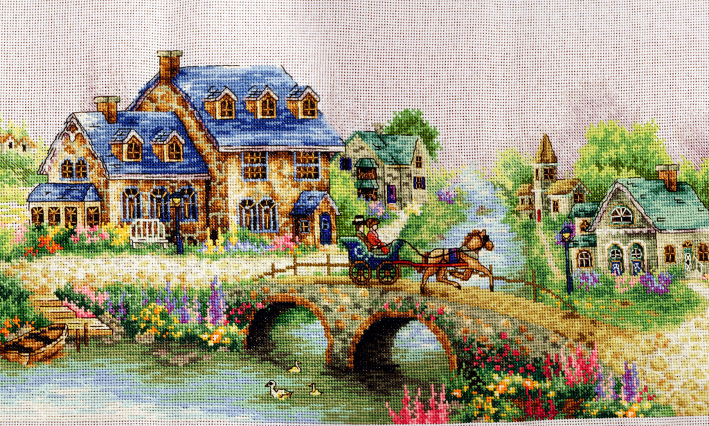 Embroidered Landscape jigsaw puzzle in Handmade puzzles on TheJigsawPuzzles.com