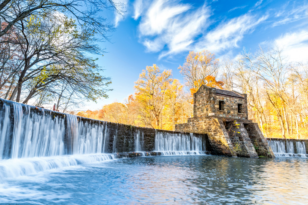 Speedwell Dam Waterfall, Morristown NJ jigsaw puzzle in Waterfalls puzzles on TheJigsawPuzzles.com