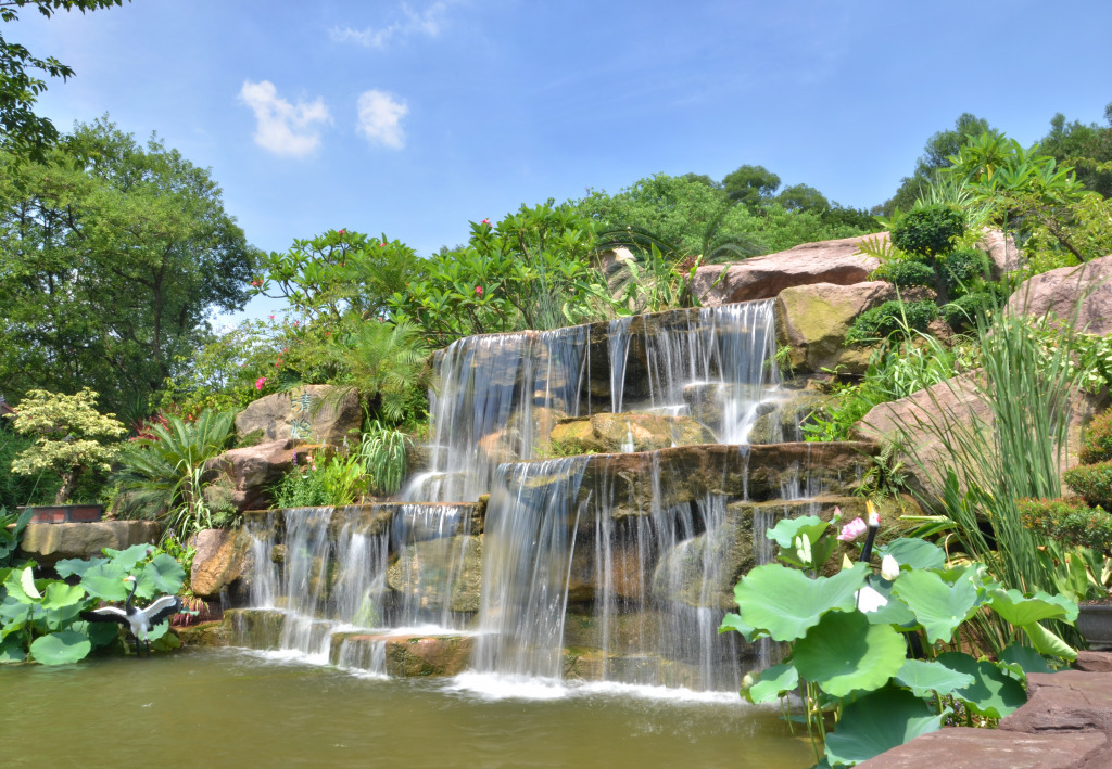 Chinese Garden Waterfall jigsaw puzzle in Waterfalls puzzles on TheJigsawPuzzles.com