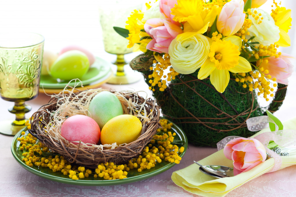Easter Table Setting jigsaw puzzle in Flowers puzzles on TheJigsawPuzzles.com