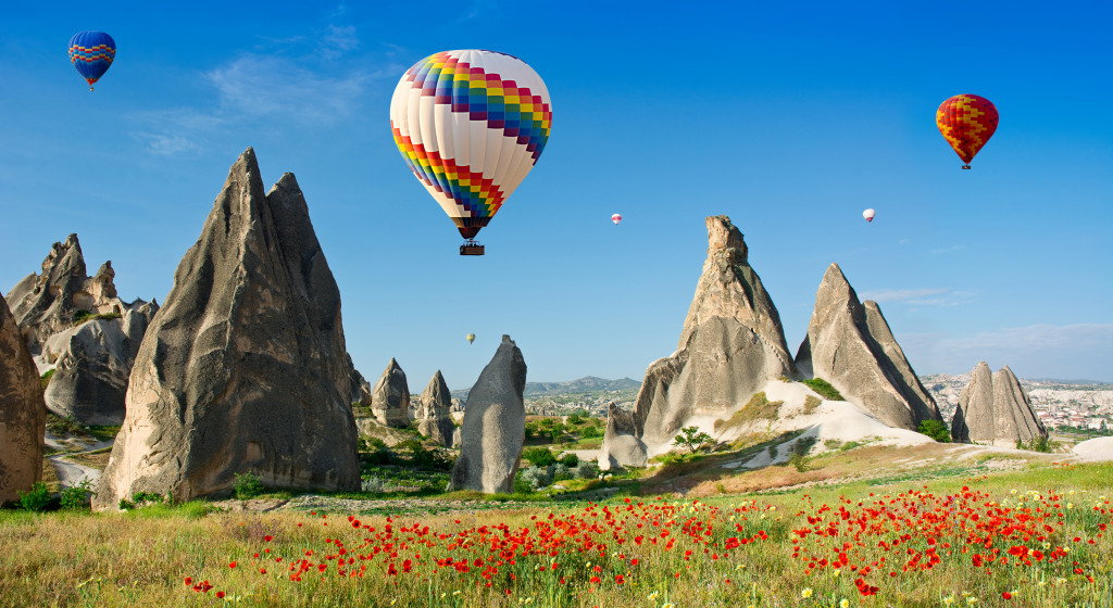 Hot Air Balloons over Cappadocia, Turkey jigsaw puzzle in Aviation puzzles on TheJigsawPuzzles.com