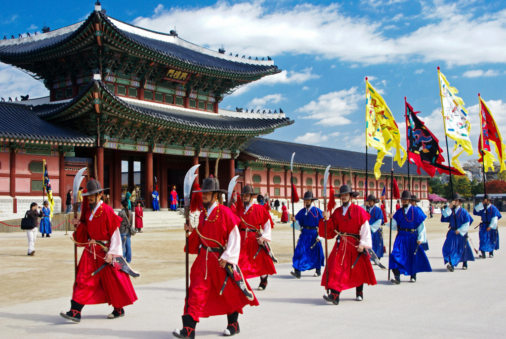 Royal Guard-Changing Ceremony in Seoul jigsaw puzzle in People puzzles on TheJigsawPuzzles.com