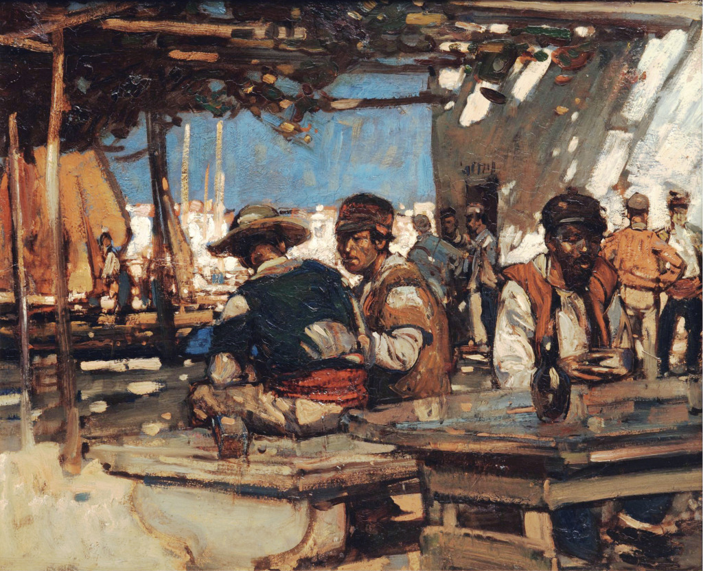 Fisherman under a Canopy, North Africa jigsaw puzzle in Piece of Art puzzles on TheJigsawPuzzles.com