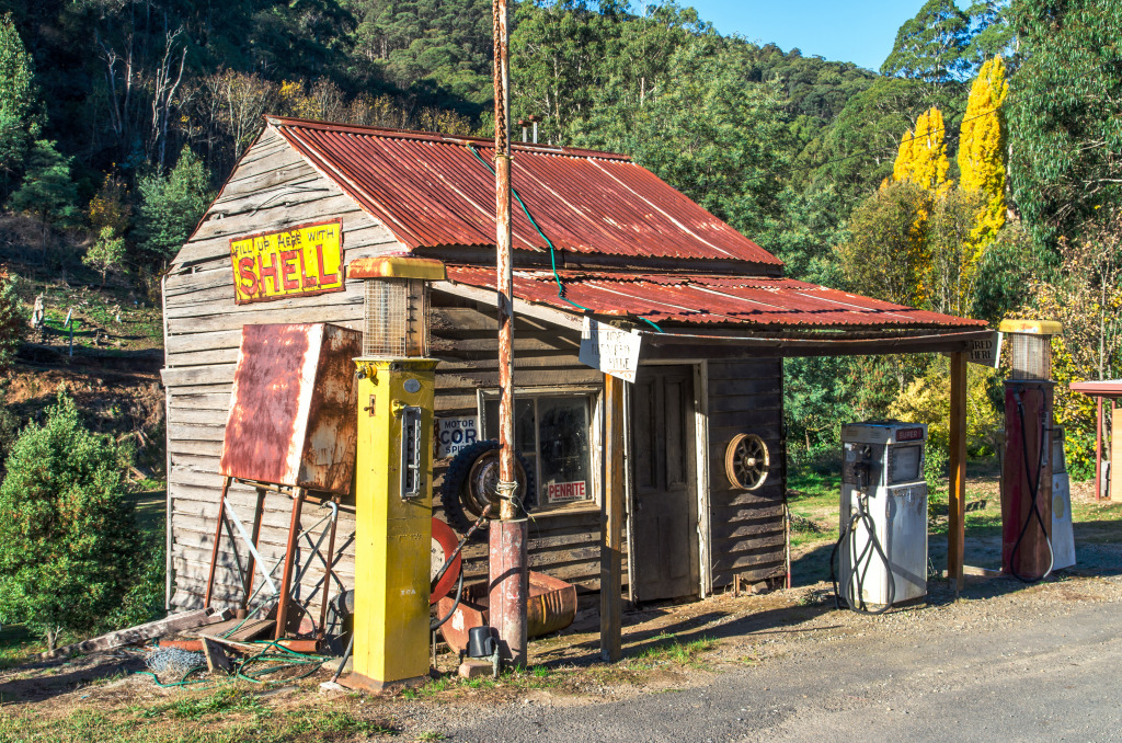 Vintage Petrol Station, Woods Point, Australia jigsaw puzzle in Puzzle of the Day puzzles on TheJigsawPuzzles.com