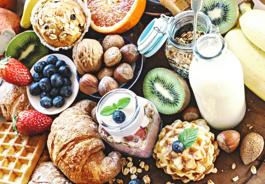 Colorful and Tasty Breakfast jigsaw puzzle in Food & Bakery puzzles on TheJigsawPuzzles.com