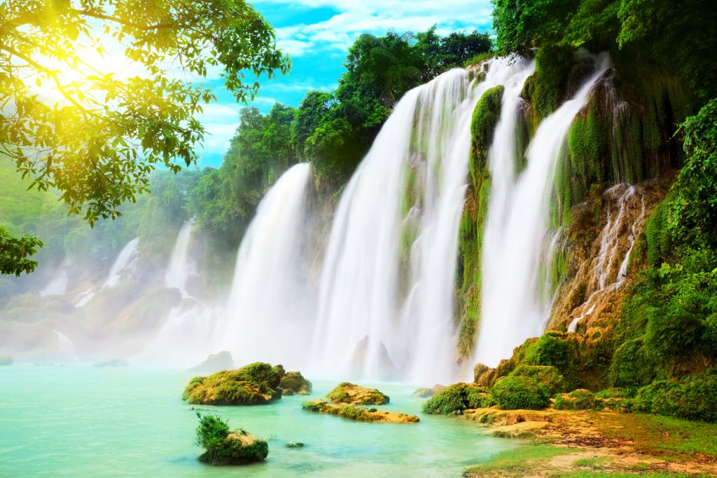 Detian Waterfall, Vietnam jigsaw puzzle in Waterfalls puzzles on TheJigsawPuzzles.com