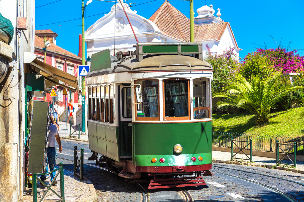 Vintage Tram in Lisbon, Portugal jigsaw puzzle in Cars & Bikes puzzles on TheJigsawPuzzles.com