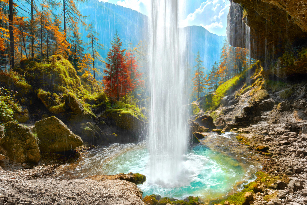 Pericnik Waterfall, Slovenian Alps jigsaw puzzle in Waterfalls puzzles on TheJigsawPuzzles.com