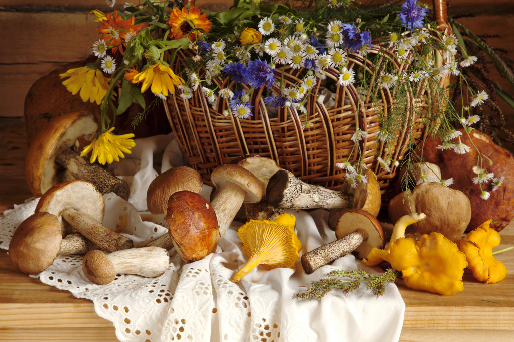 Mushrooms and Wild Flowers jigsaw puzzle in Puzzle of the Day puzzles on TheJigsawPuzzles.com