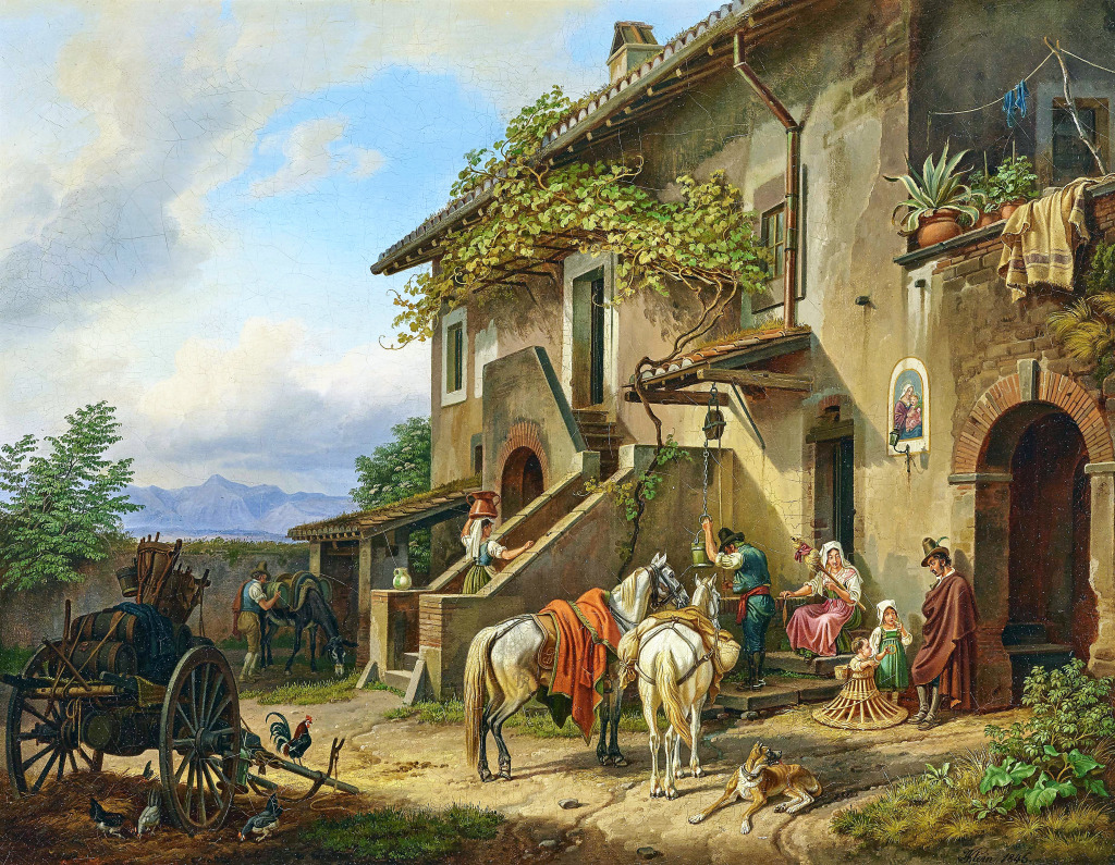 In front of an Italian Inn jigsaw puzzle in Piece of Art puzzles on TheJigsawPuzzles.com