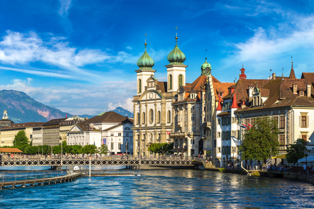 Historical Center of Lucerne, Switzerland jigsaw puzzle in Bridges puzzles on TheJigsawPuzzles.com