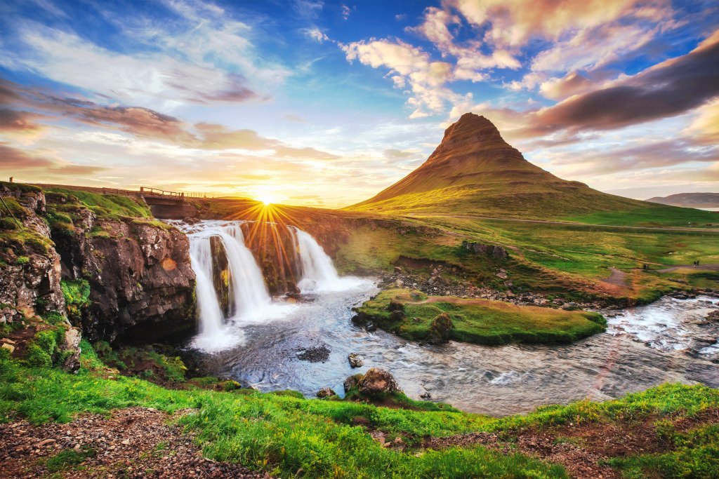 Kirkjufell Mountain, Iceland jigsaw puzzle in Waterfalls puzzles on TheJigsawPuzzles.com