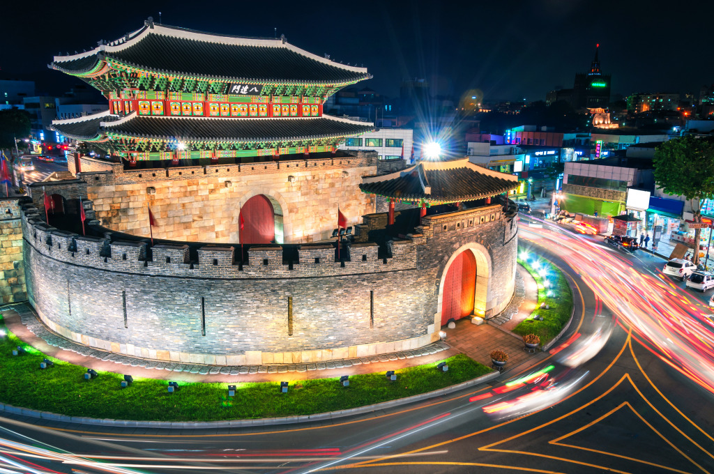 Paldalmun Gate in Suwon, South Korea jigsaw puzzle in Castles puzzles on TheJigsawPuzzles.com
