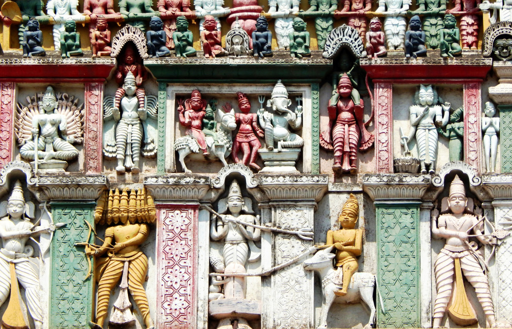 Gopuram Hindu Temple, India jigsaw puzzle in Puzzle of the Day puzzles on TheJigsawPuzzles.com