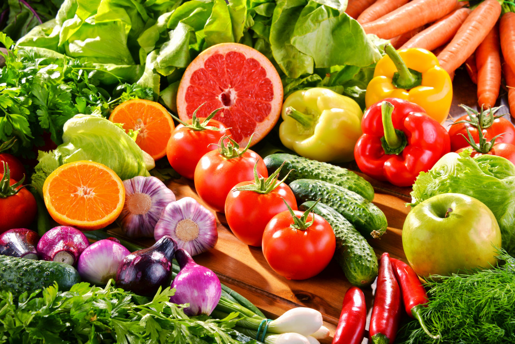 Fresh Vegetables and Fruits jigsaw puzzle in Fruits & Veggies puzzles on TheJigsawPuzzles.com