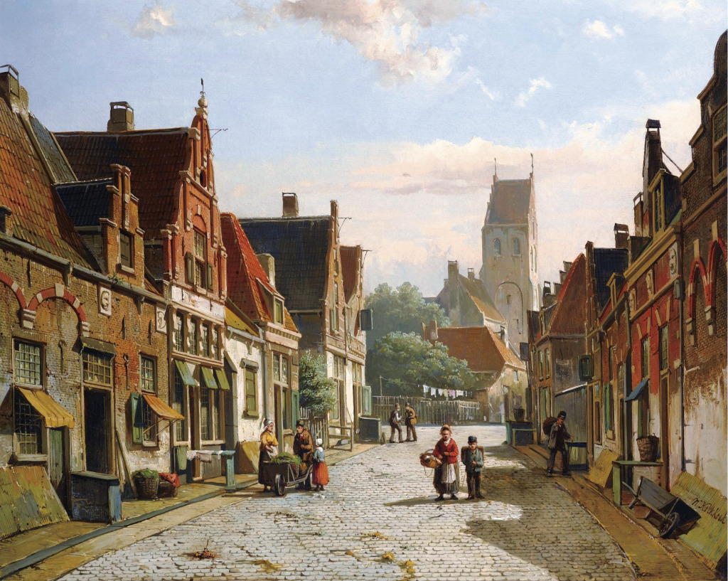 A Dutch Street in Summer jigsaw puzzle in Piece of Art puzzles on TheJigsawPuzzles.com
