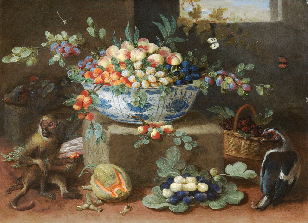 Still Life of Fruit in a Porcelain Bowl jigsaw puzzle in Fruits & Veggies puzzles on TheJigsawPuzzles.com