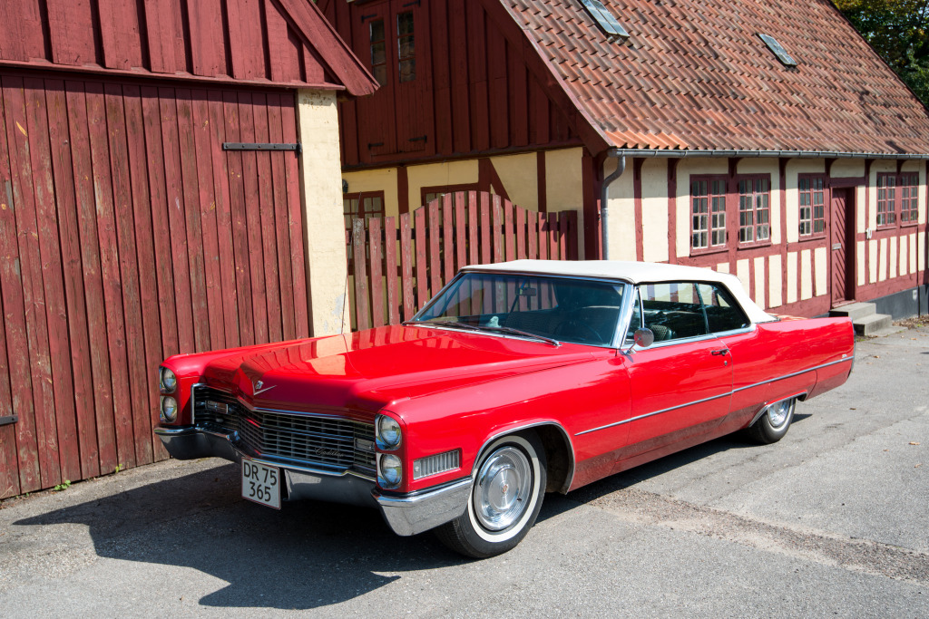 Vintage Cadillac in Aarhus, Denmark jigsaw puzzle in Cars & Bikes puzzles on TheJigsawPuzzles.com