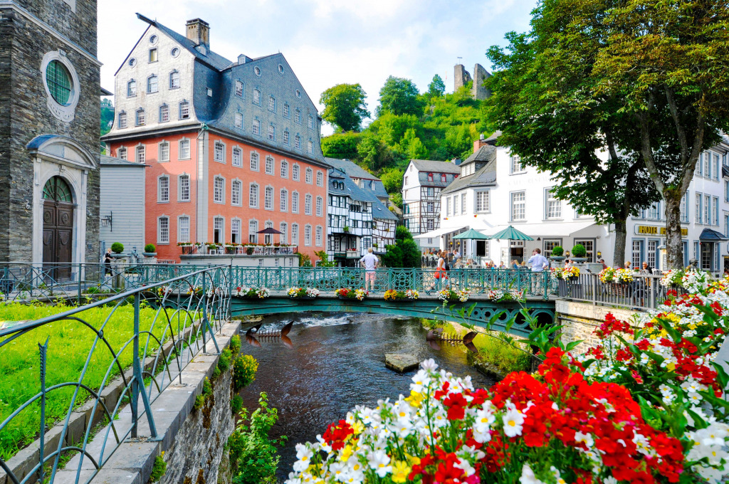 Rur River, Historic Center of Monschau, Germany jigsaw puzzle in Bridges puzzles on TheJigsawPuzzles.com