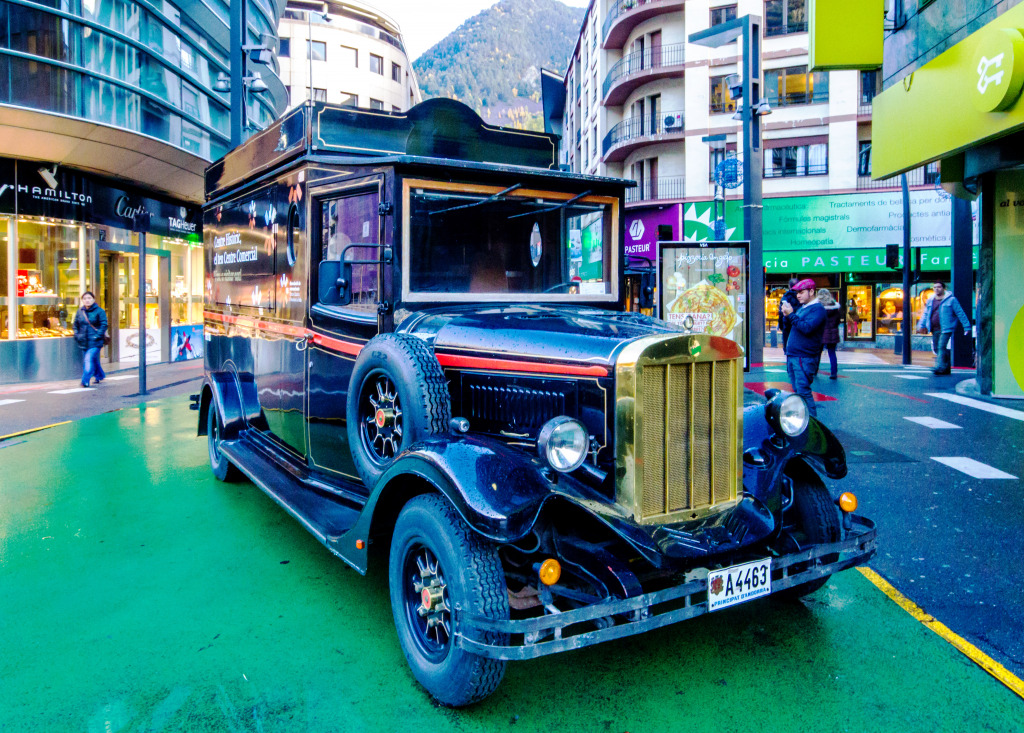 Retro Car in Andorra La Vella jigsaw puzzle in Puzzle of the Day puzzles on TheJigsawPuzzles.com