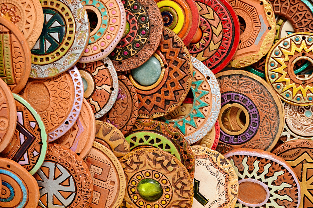 Ethnic Clay Beaded Jewelry jigsaw puzzle in Handmade puzzles on TheJigsawPuzzles.com