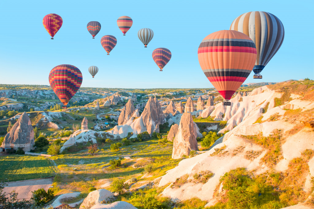 Hot Air Balloons Over Cappadocia, Turkey jigsaw puzzle in Aviation puzzles on TheJigsawPuzzles.com