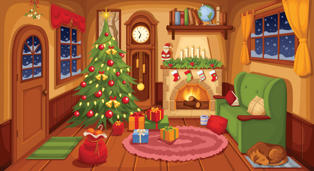 Christmas Living Room jigsaw puzzle in Christmas & New Year puzzles on TheJigsawPuzzles.com