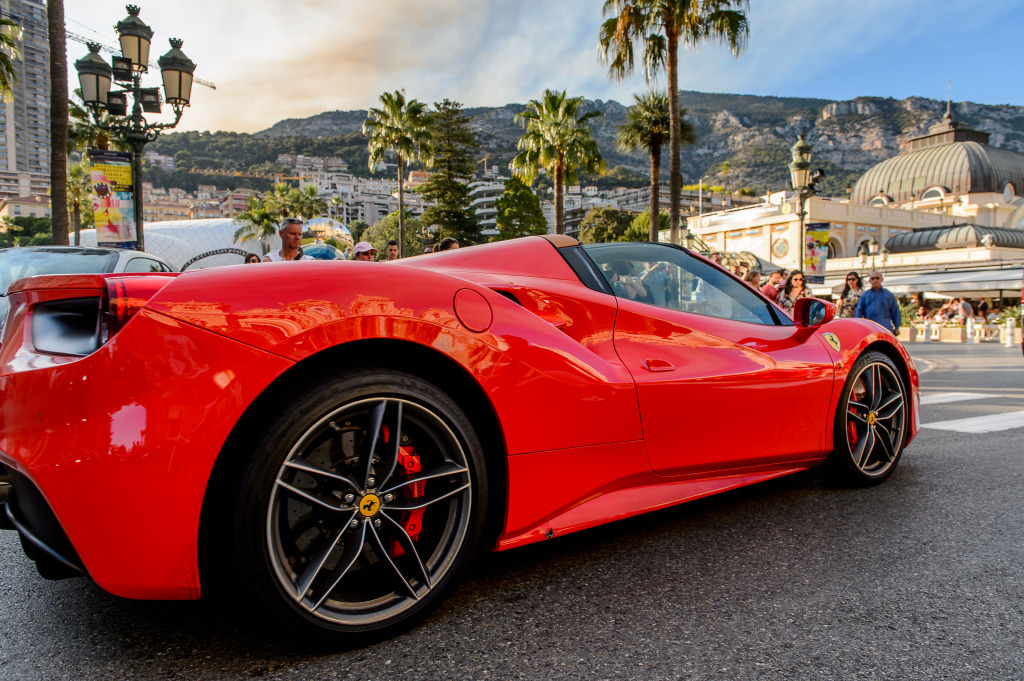 Red Ferrari in Monte Carlo jigsaw puzzle in Cars & Bikes puzzles on TheJigsawPuzzles.com
