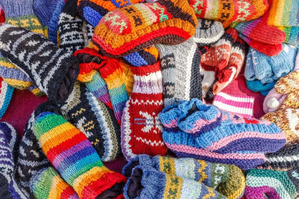 Knitted Socks and Mittens, Nepal jigsaw puzzle in Handmade puzzles on TheJigsawPuzzles.com