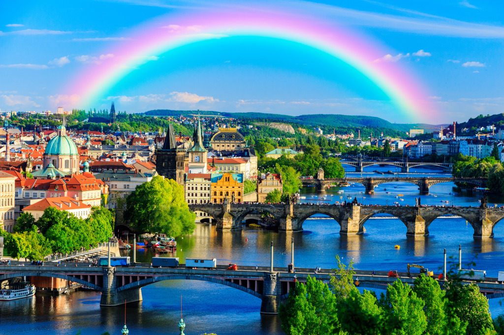 Rainbow Over Charles, Prague jigsaw puzzle in Bridges puzzles on TheJigsawPuzzles.com