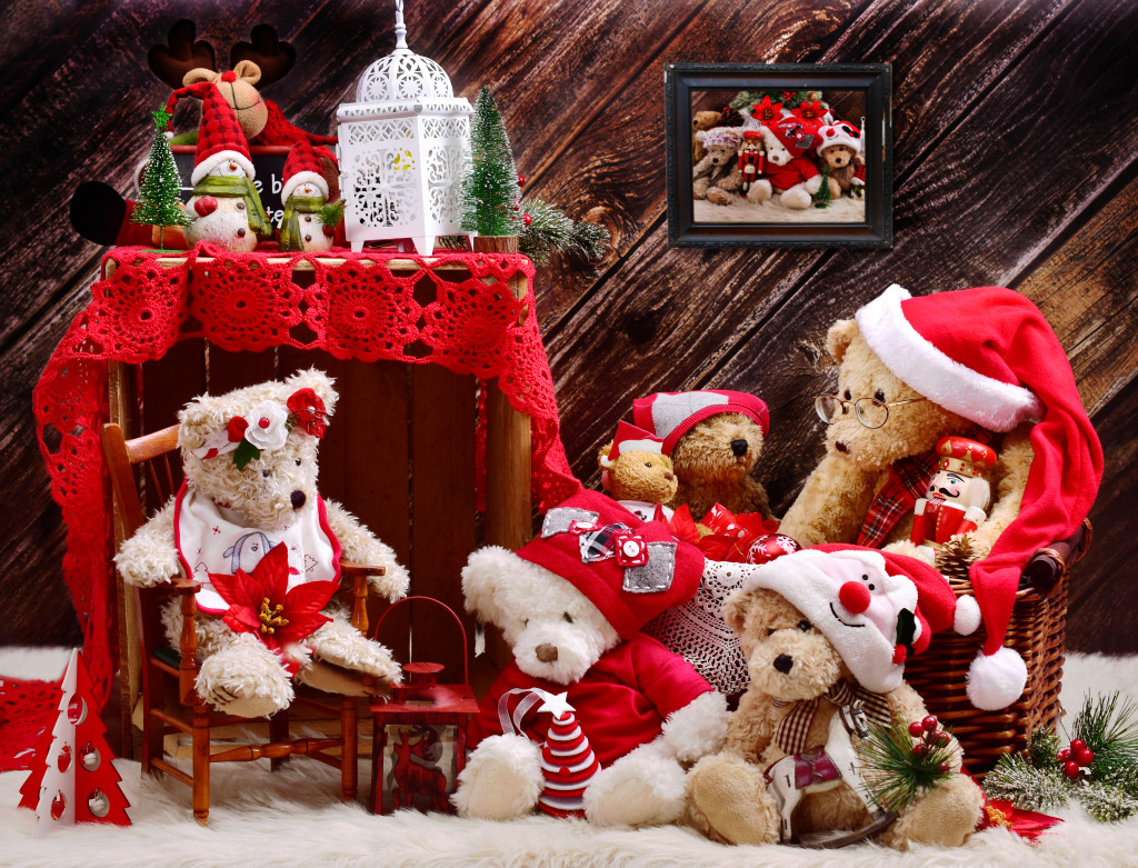 Christmas Teddy Bears jigsaw puzzle in Puzzle of the Day puzzles on TheJigsawPuzzles.com