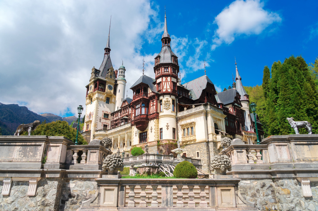 Peles Castle in Sinaia, Romania jigsaw puzzle in Puzzle of the Day puzzles on TheJigsawPuzzles.com