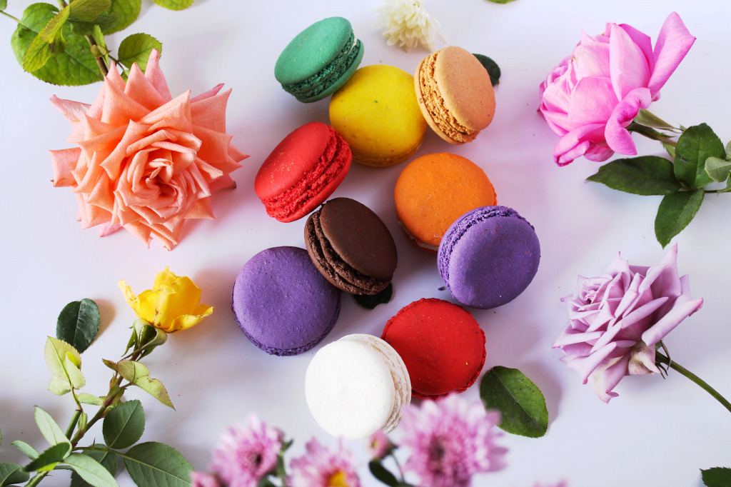 Macarons and Roses jigsaw puzzle in Puzzle of the Day puzzles on TheJigsawPuzzles.com