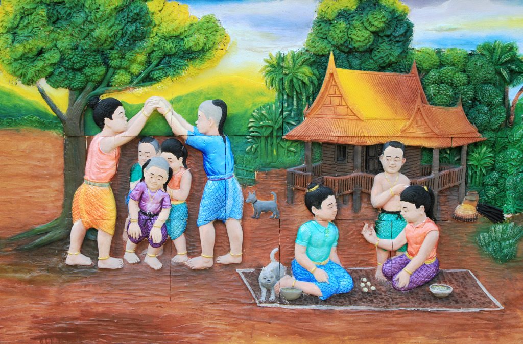 Stone Carving of Traditional Thai Culture jigsaw puzzle in People puzzles on TheJigsawPuzzles.com