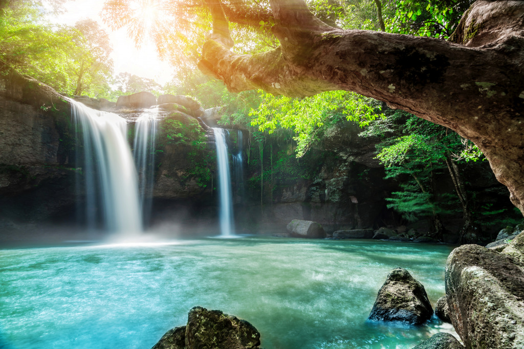 Haew Suwat Waterfall, Khao Yai National Park, Thailand jigsaw puzzle in Waterfalls puzzles on TheJigsawPuzzles.com