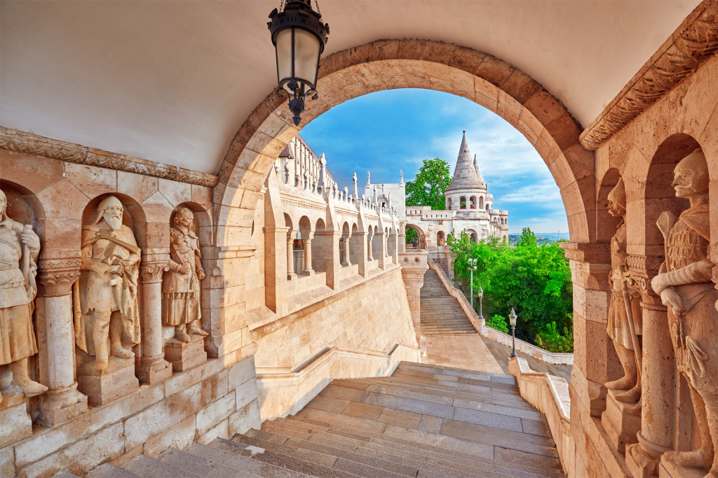 Old Fisherman Bastion in Budapest, Hungary jigsaw puzzle in Castles puzzles on TheJigsawPuzzles.com