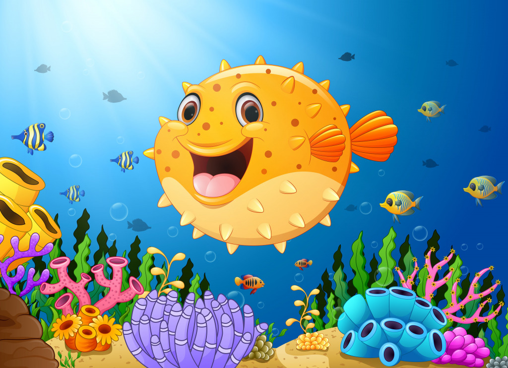 Happy Pufferfish jigsaw puzzle in Under the Sea puzzles on TheJigsawPuzzles.com