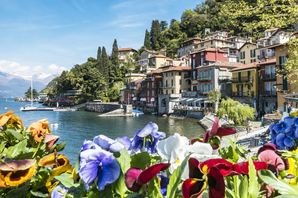 Flowered Balcony, Lake Como jigsaw puzzle in Flowers puzzles on TheJigsawPuzzles.com