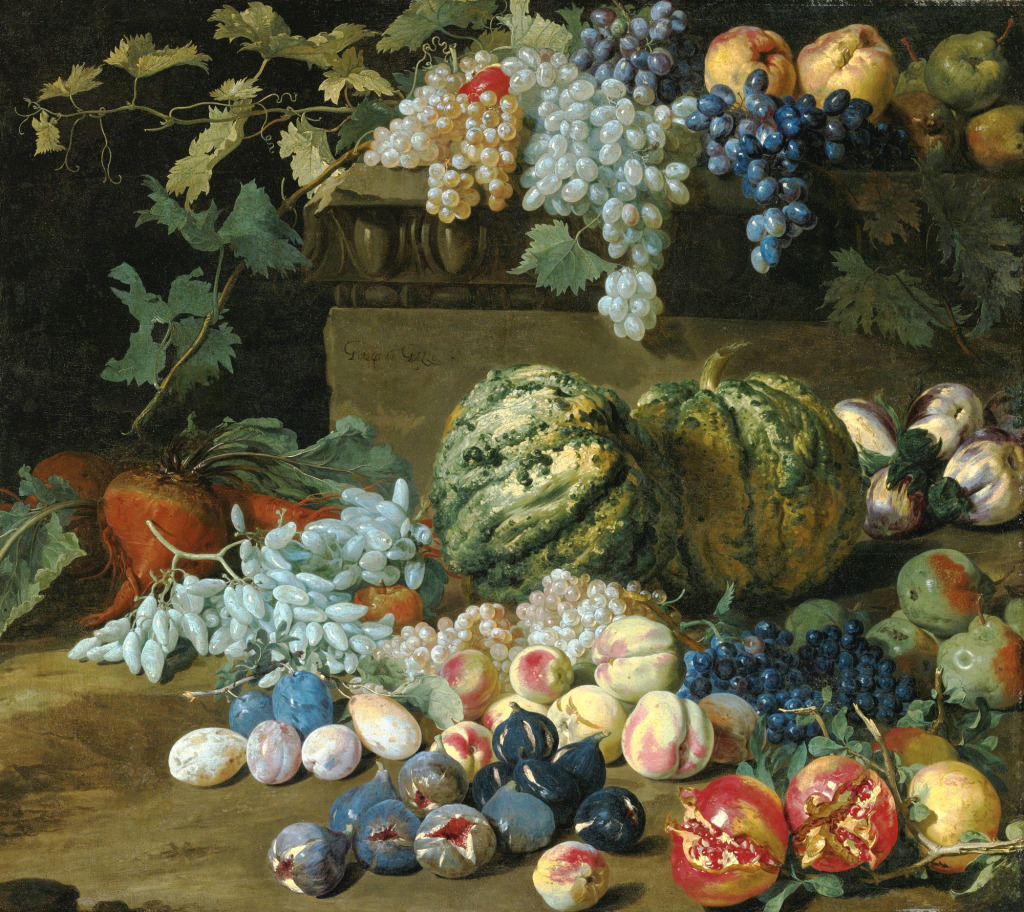 Pumpkins, Grapes, Peaches, Plums jigsaw puzzle in Fruits & Veggies puzzles on TheJigsawPuzzles.com