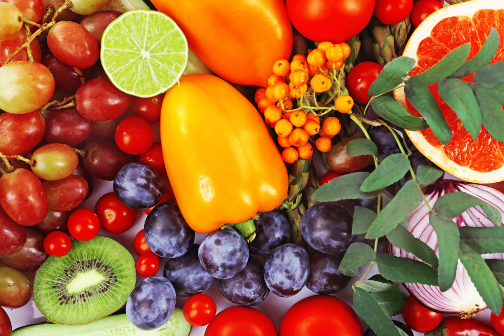 Raw Organic Vegetables and Fruits jigsaw puzzle in Fruits & Veggies puzzles on TheJigsawPuzzles.com