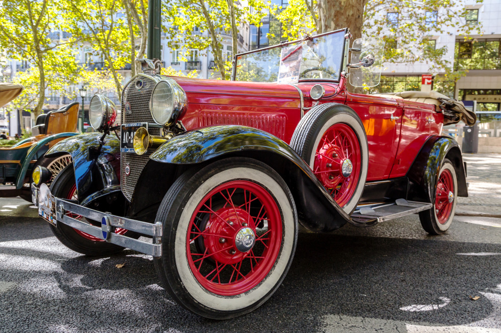 Retro Car Show in Lisbon, Portugal jigsaw puzzle in Cars & Bikes puzzles on TheJigsawPuzzles.com