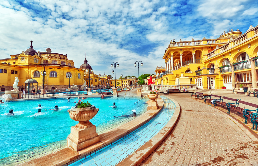 Szechenyi Baths, Budapest, Hungary jigsaw puzzle in Street View puzzles on TheJigsawPuzzles.com