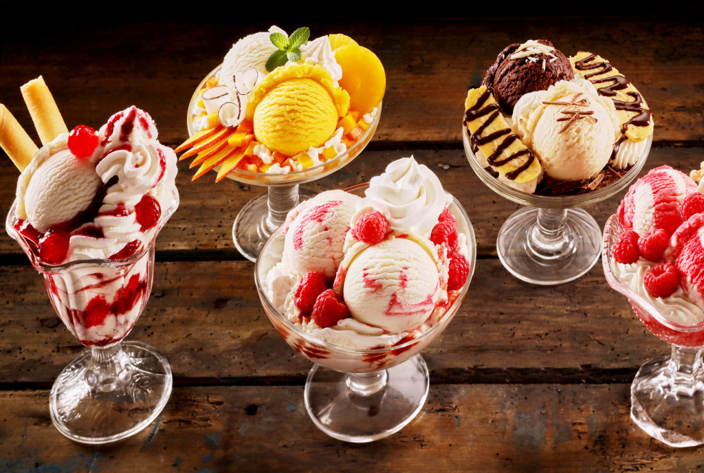 Assortment Sundae Desserts jigsaw puzzle in Food & Bakery puzzles on TheJigsawPuzzles.com