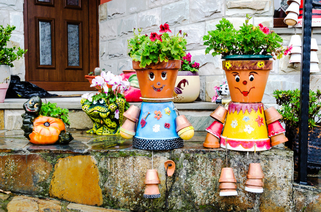 Decorated Flowerpots jigsaw puzzle in Handmade puzzles on TheJigsawPuzzles.com