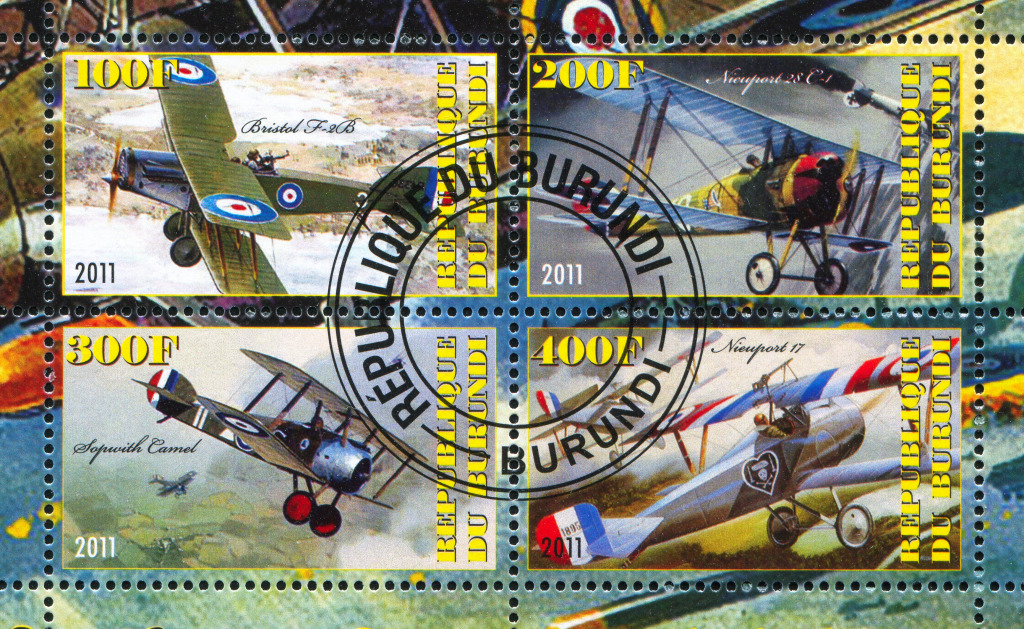 Biplane Stamps from Burundi jigsaw puzzle in Aviation puzzles on TheJigsawPuzzles.com