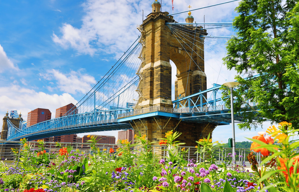 John A. Roebling Bridge over the Ohio River jigsaw puzzle in Bridges puzzles on TheJigsawPuzzles.com