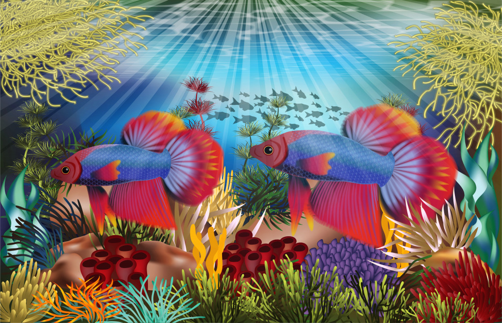 Siamese Fighting Fish jigsaw puzzle in Under the Sea puzzles on TheJigsawPuzzles.com