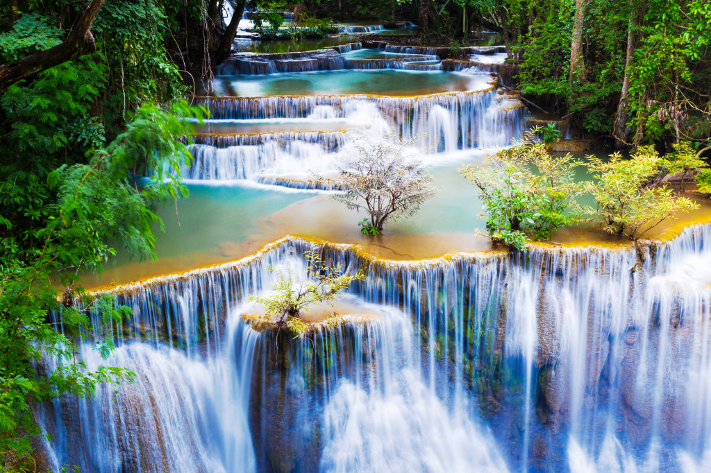 Huay Mae Kha Min Waterfalls, Thailand jigsaw puzzle in Waterfalls puzzles on TheJigsawPuzzles.com