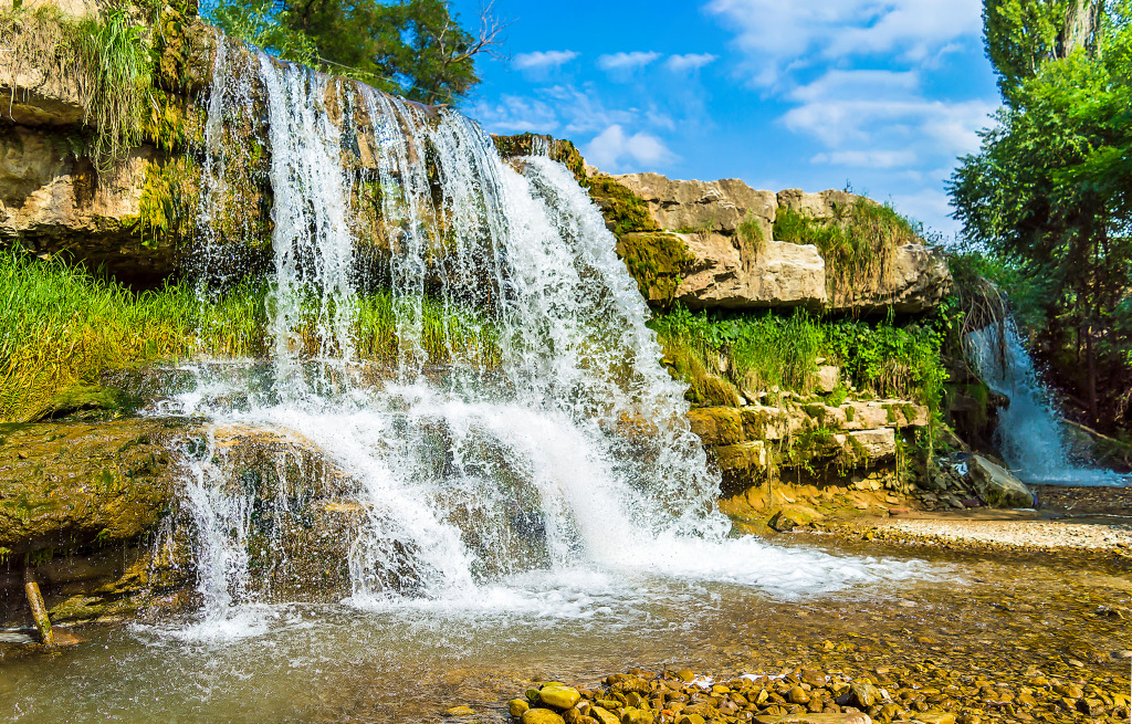 Landscape with a Waterfall jigsaw puzzle in Waterfalls puzzles on TheJigsawPuzzles.com